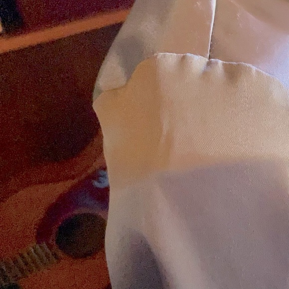 S SILVER GRAY SHINY BUTTON DOWN BLOUSE POCKET BUTTON CUFF ODDS AND EVENS - Picture 5 of 10